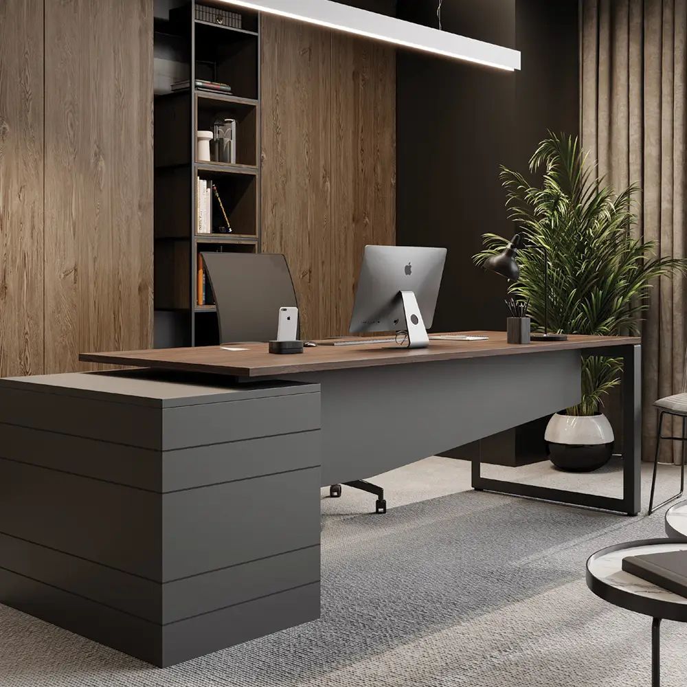 Geo Slab End Desk with Return